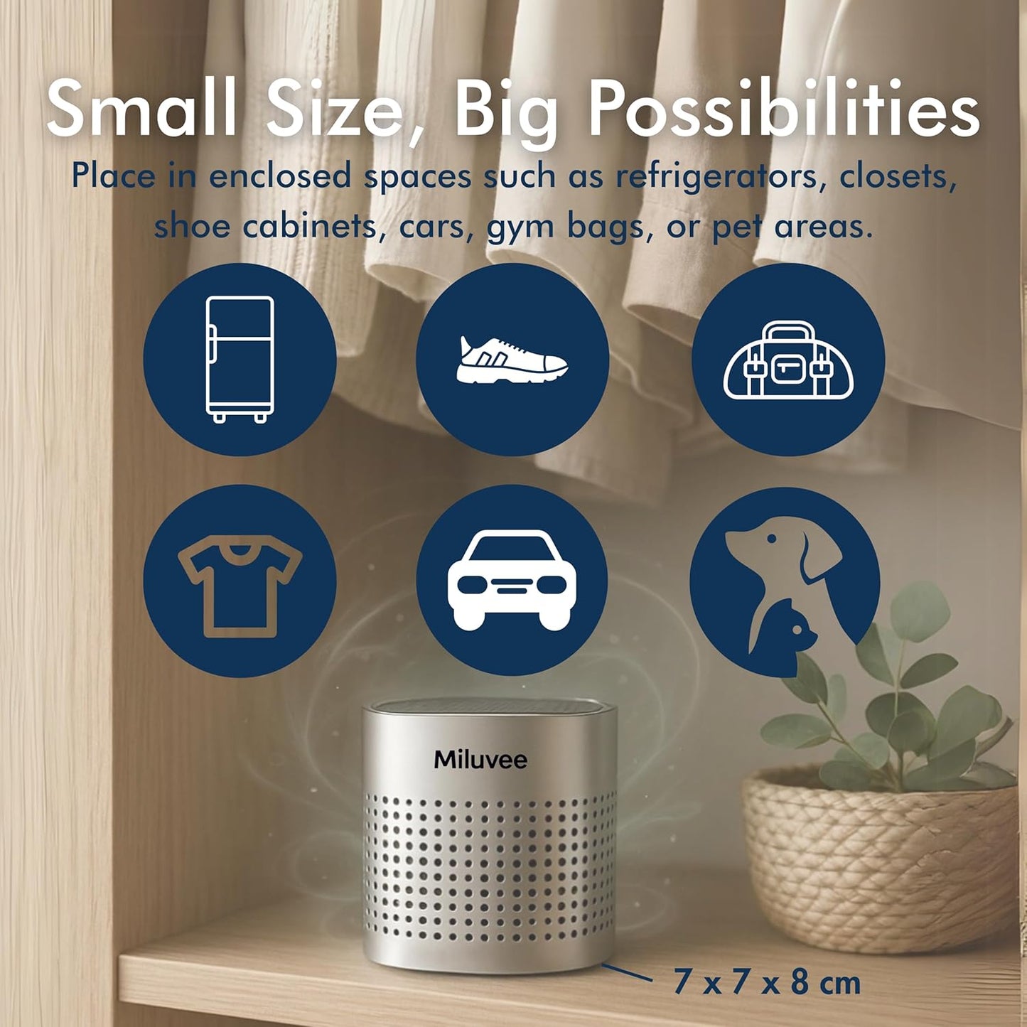 Premium Refrigerator Deodorizer, 10-Year Reusable Odor Eliminator for Car, Closet, Fridge, Shoe, Basement | No Power, No Refill, No Scent Air Purifier, Outperforms Baking Soda Charcoal Bags