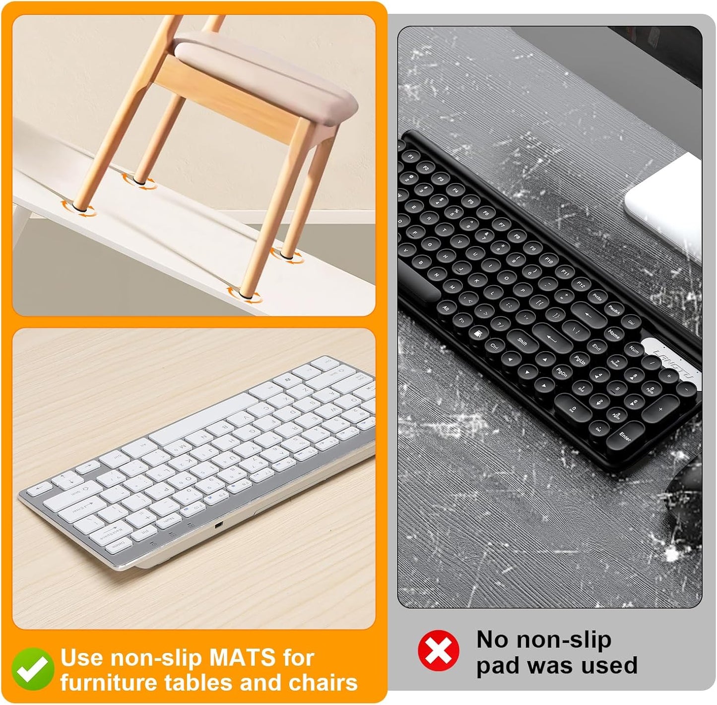 CHUNZEXI Non Slip Furniture Pads 6 PCS 5" x 4", Self Stick Rubber Grippers for Furniture Legs, Anti Skid & Floor Protection, Prevent Scratches & Sliding