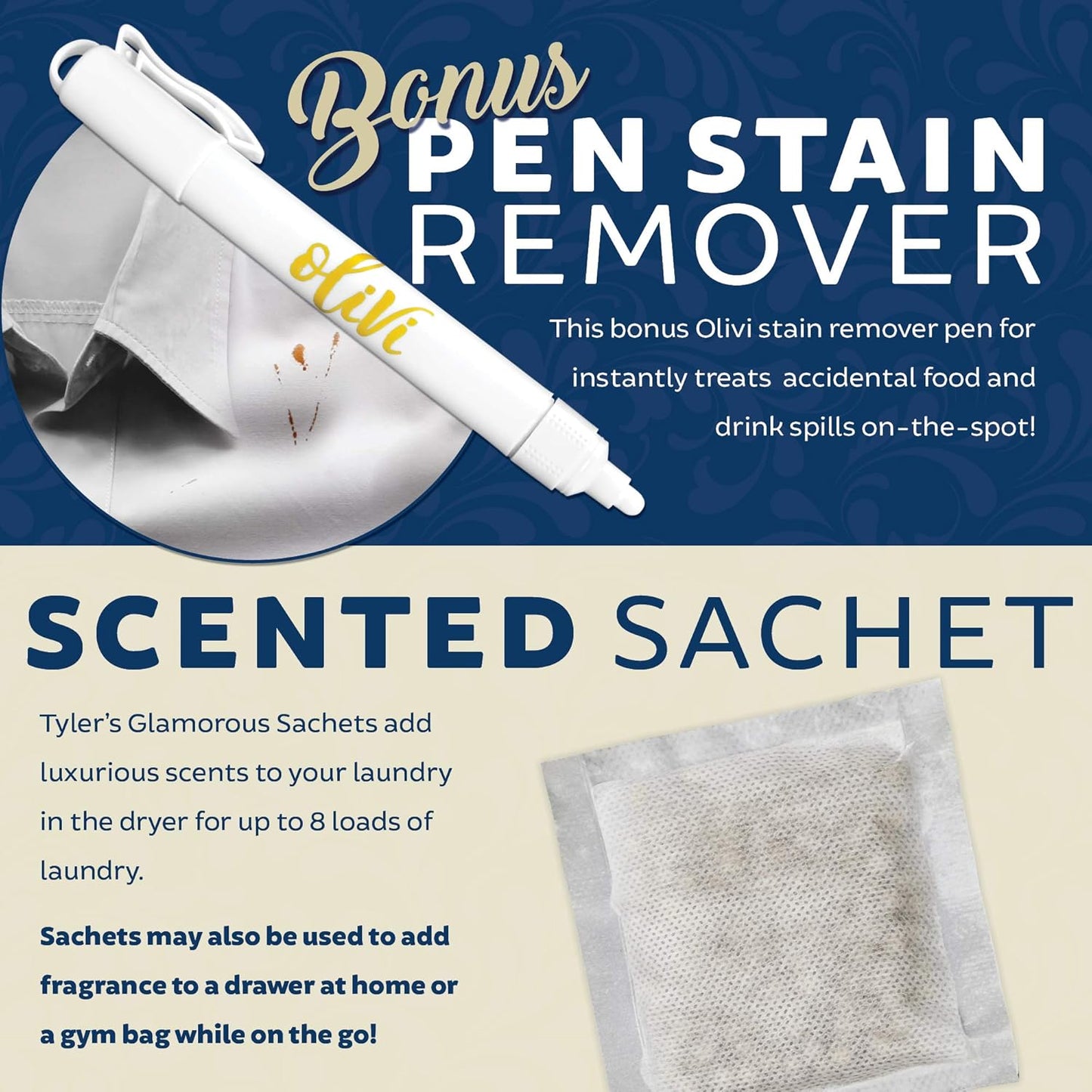 Tyler DIVA Glamorous Wash Laundry Detergent - 1 Gallon - With Olivi Stain Remover Pen - Fresh Scented Sachet - Laundry Detergent For Washing