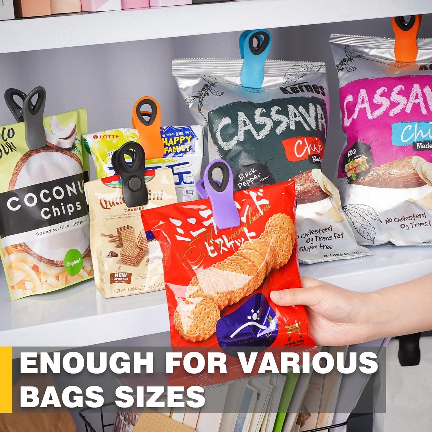 10 Pack Magnetic Chip Clips, Chip Clips Bag Clips, Magnetic Clip for Food Packages, Plastic Assorted Colors Snack Clip for Refrigerator