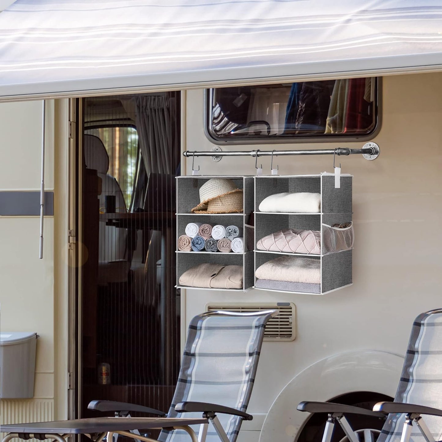 StorageWorks 6-Shelf Jumbo Closet Organizers, Two 3-Shelf Separable Hanging Shelves for Closet, 13" D x 15" W x 48 ¼"H，Gray