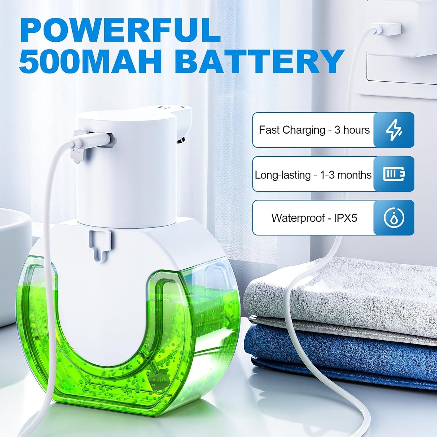 Automatic soap dispenser touchless 15oz/420ml Kitchen Dish Automatic Liquid Soap Dispenser 4 Adjustable Soap Dispensing Levels Wall Mount for Kitchen and Bathroom, Liquid Hand Soap Dispenser