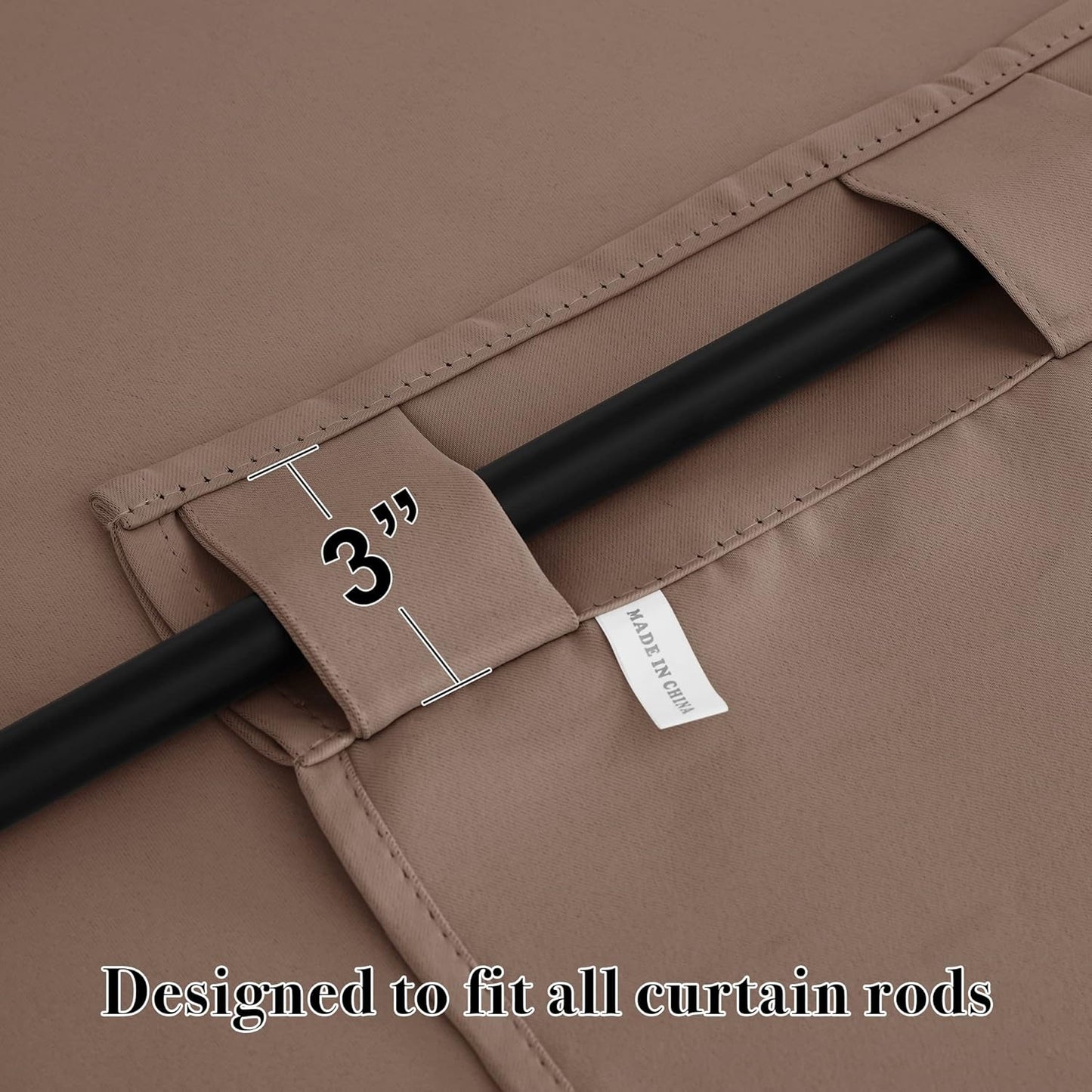 RYB HOME Kitchen Window Curtains - Blackout Privacy Half Window Curtains for Bedroom Bathroom Dining Living Room Cafe Office Short Tiers Drapes, W 34 x L 36 inches, 2 Panels, Mocha