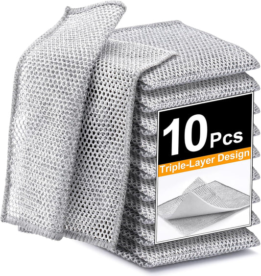 Non Scratch Wire Dishcloth, Multipurpose Wire Dishwashing Rag for Wet and Dry, Multifunctional Dish Rags for Washing Dishes Kitchen Cleaning