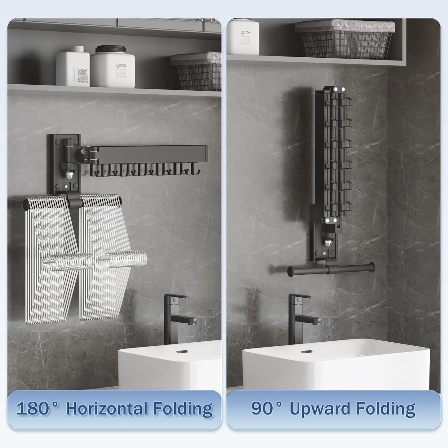 Clothes Drying Rack Wall Mounted(can fold Upward),Laundry Drying Rack,Laundry Room Organization,Wall Mounted Laundry Rack Folding,Retractable Clothing Rack,Collapsible Clothes Hanging Rack