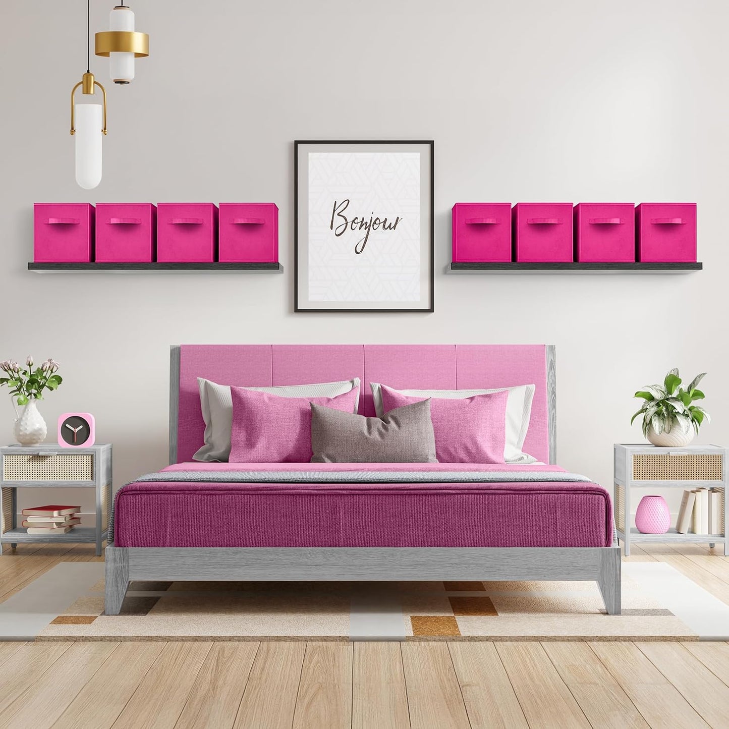 Sorbus 13 Inch Storage Bins - Sturdy Collapsible Fabric Storage Cubes with Handle - 8 Foldable Baskets for Organizing Clothes, Toys, Books - Storage Baskets for Shelves, Closets