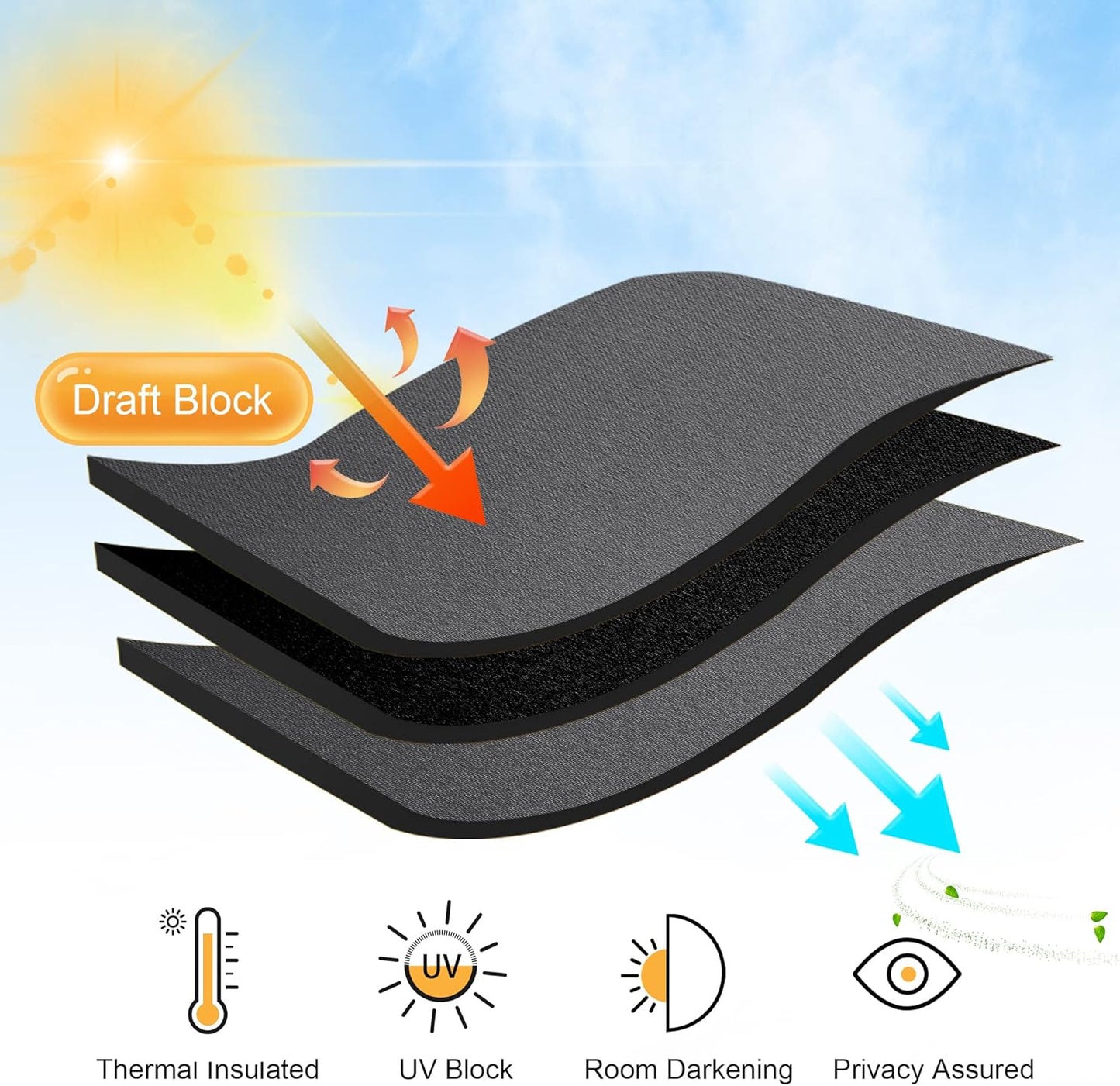 RYB HOME Blackout Curtains for Bedroom - Thermal Insulated Light Block Window Curtains, Back Tab Top Kitchen Drape Panels, Wide 42 x Long 45, Grey, 1 Pair