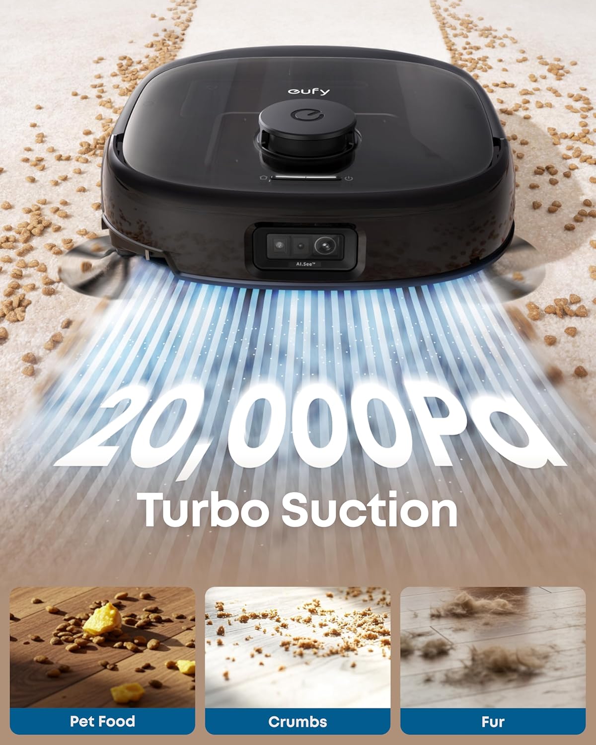 eufy Robot Vacuum E25, HydroJet System with Roller Mop, 20,000 Pa Turbo Suction, All-in-One Robot Vacuum and Mop Combo, Edge-to-Corner Cleaning, Zero-Tangle Design, AI Obstacle Avoidance (Upgraded)