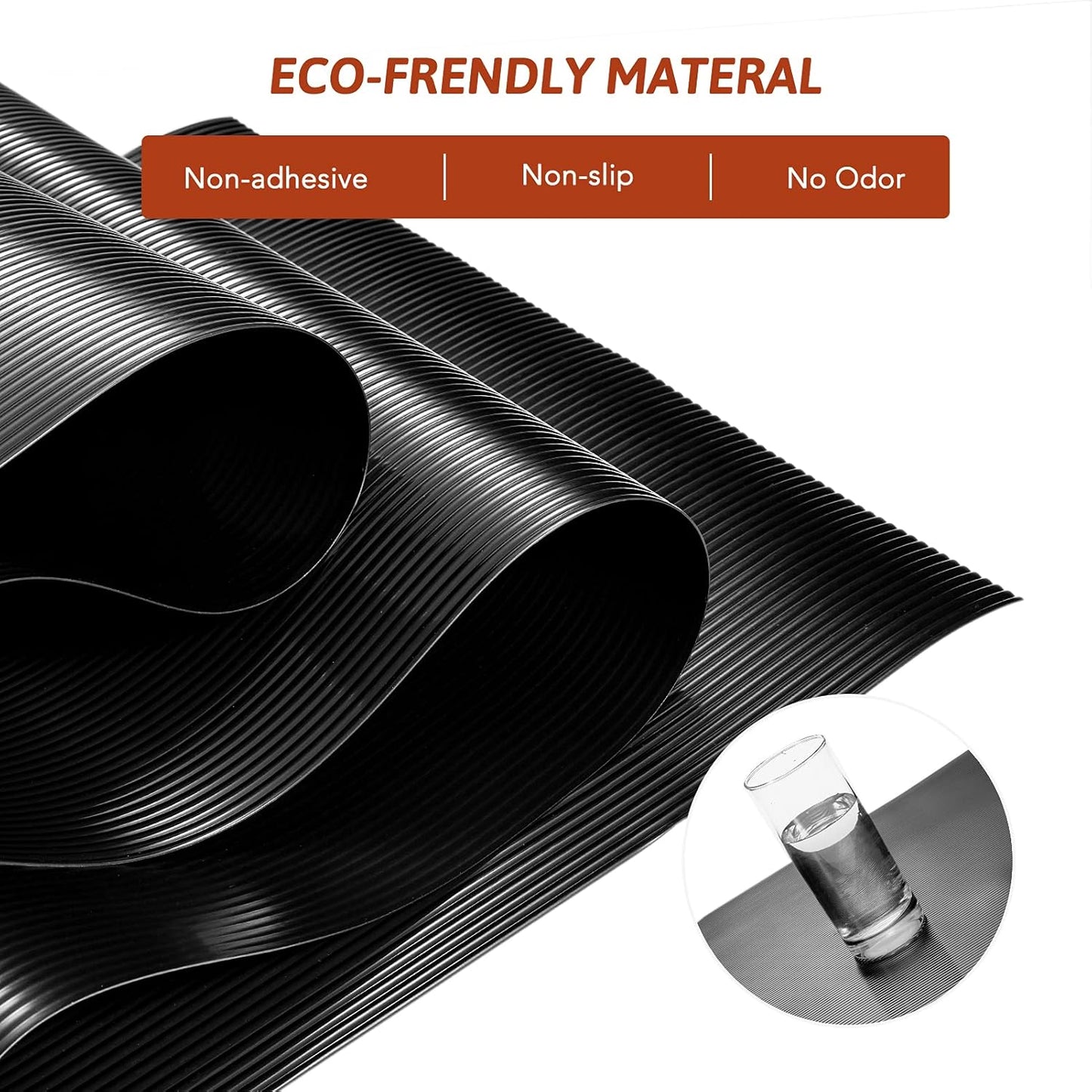 Glotoch Shelf Liner 17.5" x 30 ft. - Non Adhesive Refrigerator, Kitchen, Drawer Liners, Waterproof and Durable Fridge Table Place Mats for Cupboard, Cabinet, Drawer Liner, Black