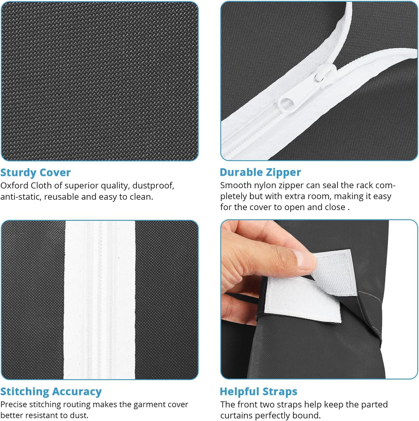 VIPEK V5C Bedroom Armoires Portable Clothes Closet Rack, White Metal Clothing Rack with Black Cover, Adjustable Custom Freestanding Closet Wardrobe Heavy Duty Covered Clothes Rack, Max Load 890LBS