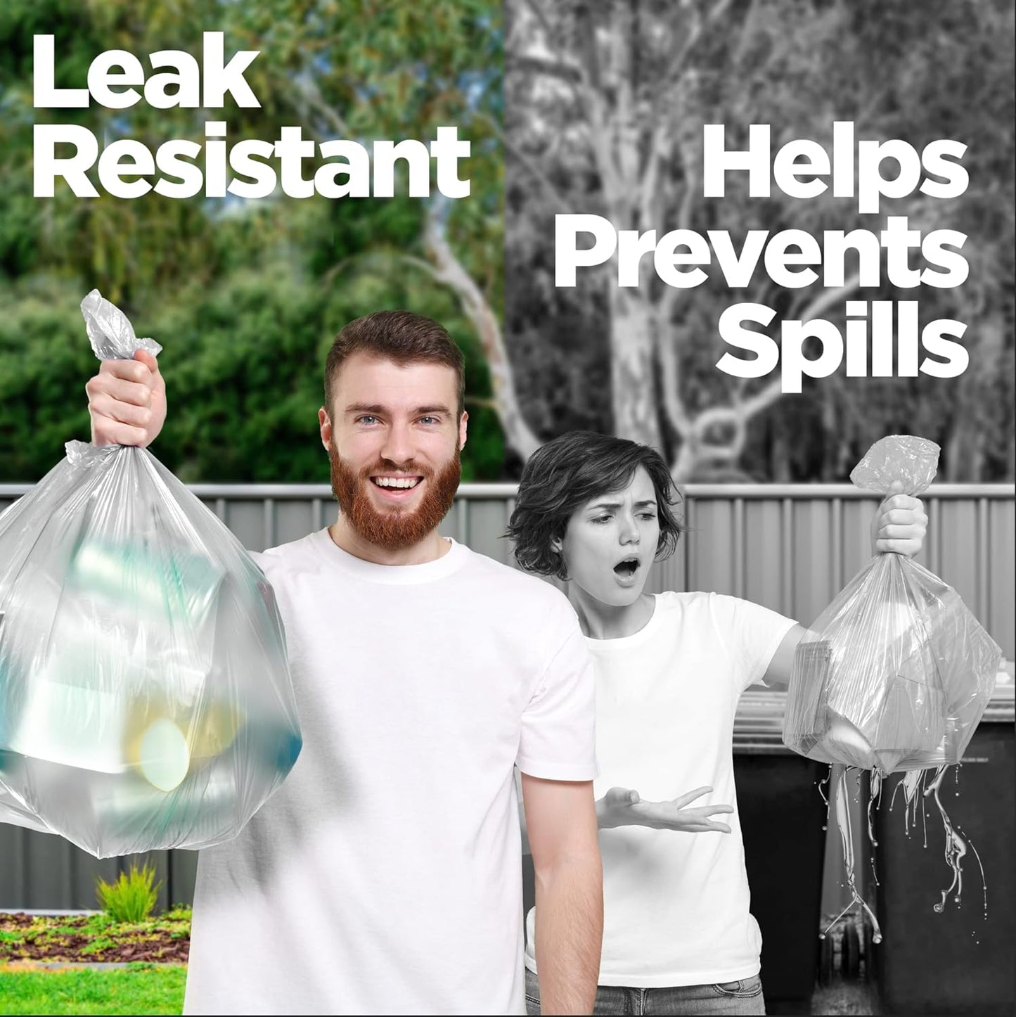 ToughBag 40-42 Gallon Trash Bags, 2.5 Mil Contractor Bags, Heavy Duty Large Trash Can Liners, Recycling Trash Bags, 33 x 48" (50 COUNT/CLEAR) - Made in USA