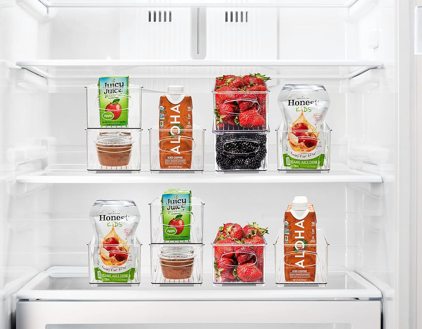 Sorbus Stackable Refrigerator Organizer Bins - Clear Storage Bins for Kitchen Pantry, Freezer & Fridge Organization - Food Organizing Plastic Containers with Handles for Countertops & Drawers (2 Pack)