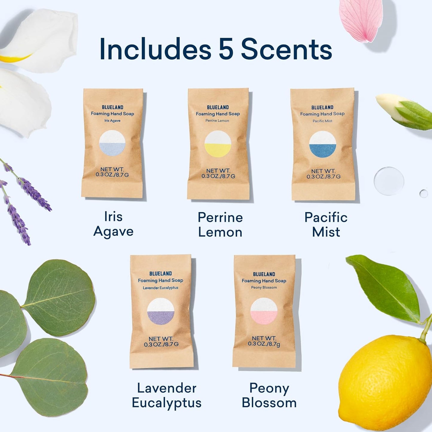 BLUELAND Foaming Hand Soap Refill Tablets, 20-Pack, Variety Pack Scents, Eco Friendly Cleaning Products, 20 x 9 Fl oz