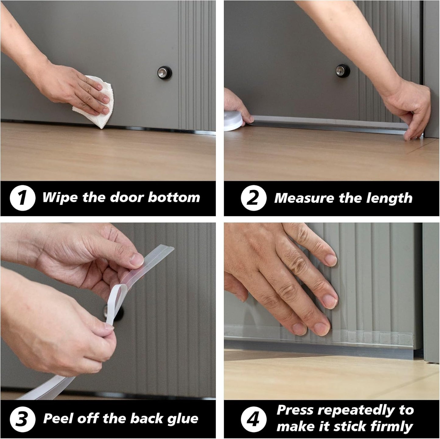 RECAPS 25mm 16.4 Feet Silicone Weather Stripping Door Seal, Transparent Under Door Gap Filler for Draft Stopper Adhesive Doors Windows and Shower Glass Gaps