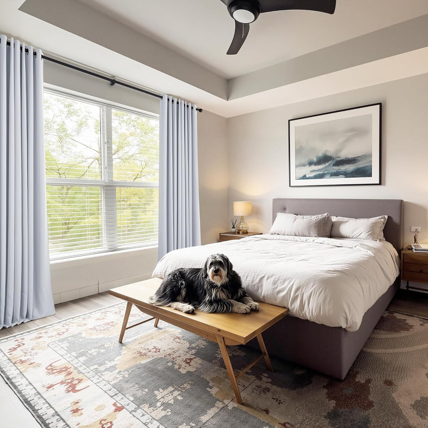 PONY DANCE Greyish White Blackout Curtains for Bedroom 63 Inch Length 2 Panels Set, Thermal Insulated Energy Saving Grommet Top Window Treatment Drapes for Living Room, W34 x L63 Inch