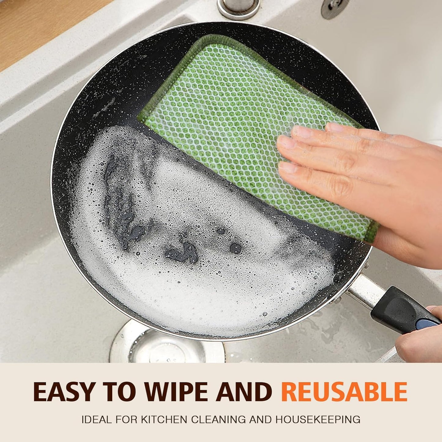 KinHwa Kitchen Washcloths for Dishes Absorbent Microfiber Dish Cloths Quick Dry Dish Rags with Poly Scour Scrub Side Ideal for Kitchen Cleaning (Green, 12inchx12inch 9 Pack)