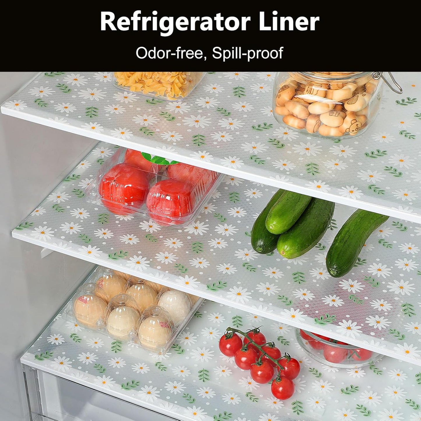 INNOLITES Shelf Liner – Cabinet & Drawer Liner Non-Adhesive – Waterproof Oil-Proof – Durable EVA with Floral for Kitchen Cabinets Refrigerator – BPA-Free, Easy to Cut 17.7" x 360"