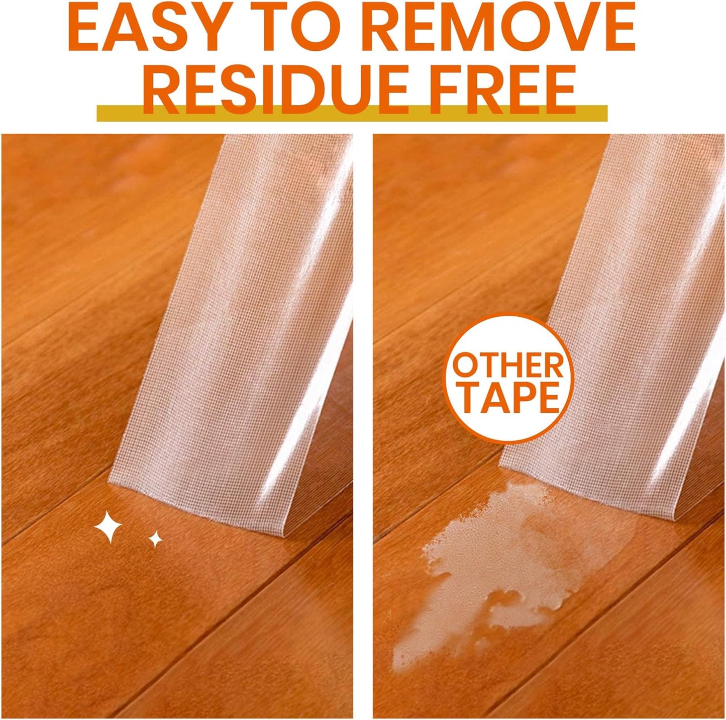 TAPEBEAR Carpet Tape Double Sided 2Inch x 30Yards, Heavy Duty Rug Gripper Anti Slip Anti Curling Floor Tape Residue-Free, Two Sided, Removable, Waterproof for Area Rugs, Mats, Strong Hold for Tile