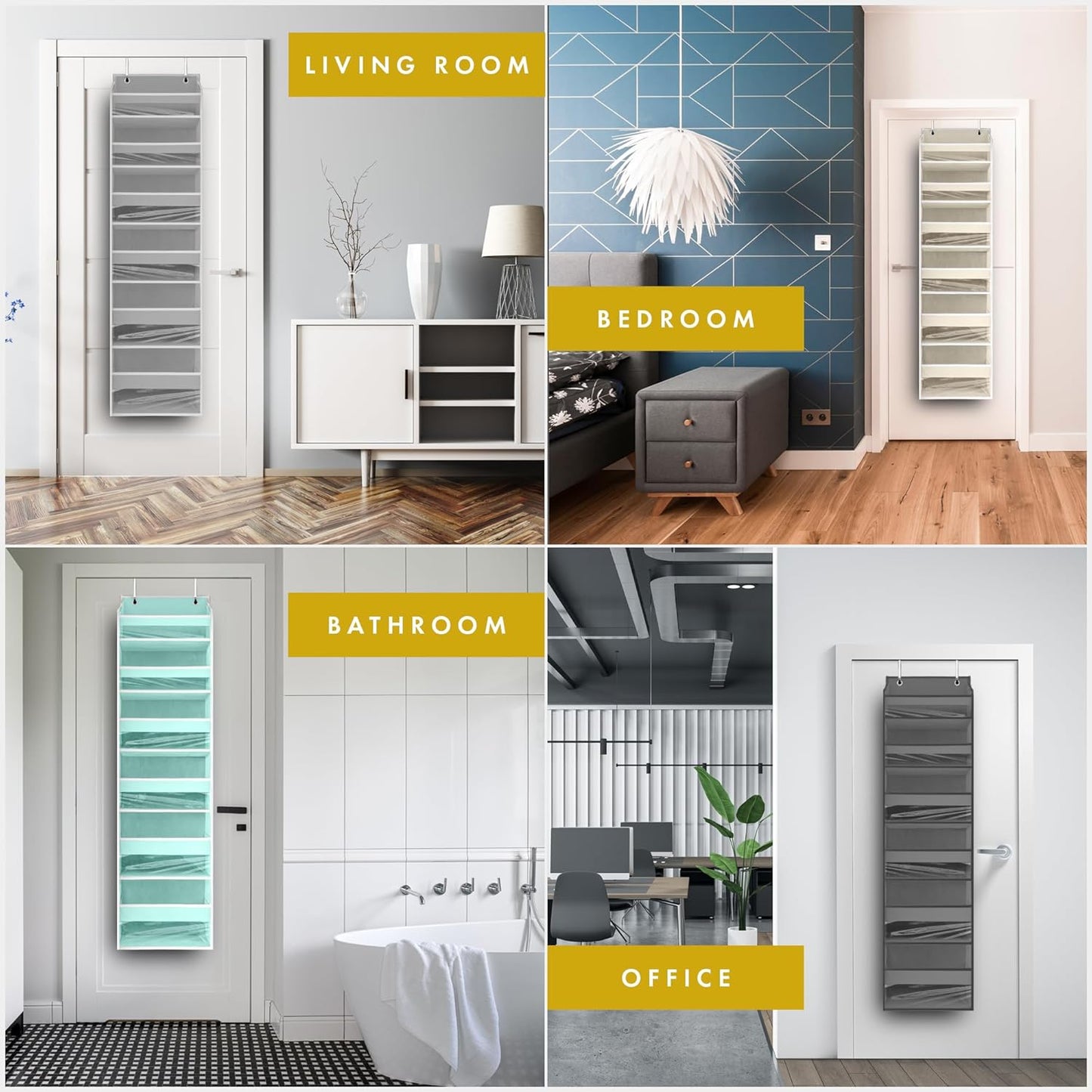 HOMELUX THEORY 1 PC Heavy Duty Over the Door Organizer 55x14x6.7, 6 Large Front & 12 Side Pockets, Hanging Storage Closet Door Organizer for Bedroom, Bathroom and Baby Nursery Storage (Baby Blue)