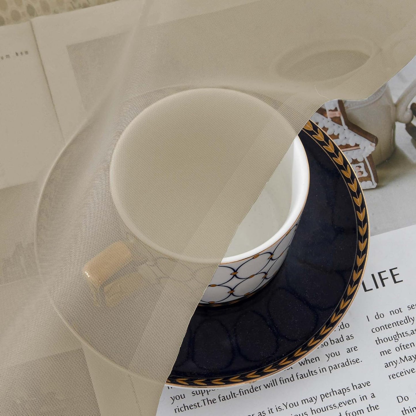 Chyhomenyc Taupe Sheer Curtains 78 Inches Long 2 Panels Set for Living Room, Light Filtering Voile Lightweight Bedroom Curtains, Rod Pocket Solid Window Treatment Drapes, Each 42W x 78L