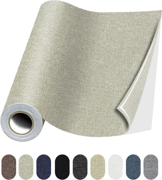 Fabric Repair Patches, 17X79 Inch Linen Repair Tape Self-Adhesive Fabric Patches Durable, DIY Large Linen Tape for Sofa, Couches, Furniture, Chair, Clothing （17X79 Inch, Beige）