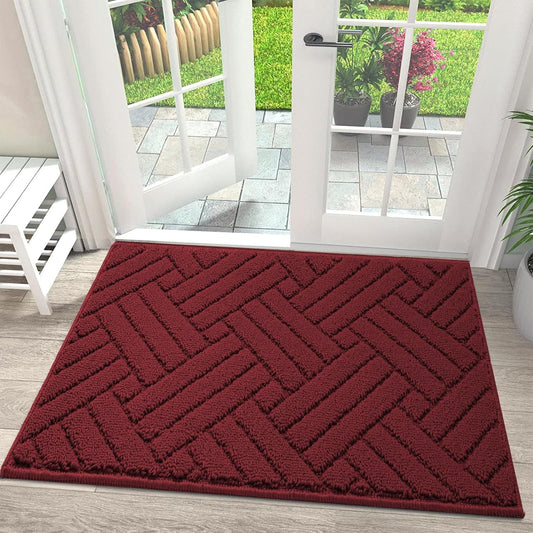 Door Mat Indoor Doormat, Entryway Rug Door Mats Non-Slip Rubber Backing,Heavy Duty Low-Profile Entrance Rugs, Absorbent Resist Dirt Doormats Floor Door mat for Entryway,Red 36"x59"