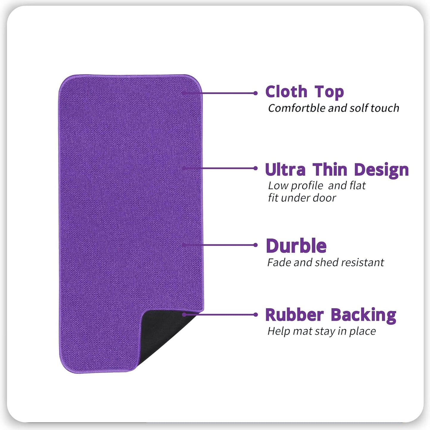 Bath Mat,Ultra Thin Bathroom Runner Rugs,Large Bath Mats for Bathroom,Quick Dry,Non-Slip,Machine Washable,Low Pile,Bath Rug,Shower Outside,Sink,Home Decor Accessories.Purple,1'5"x4'11"（17x59inch）