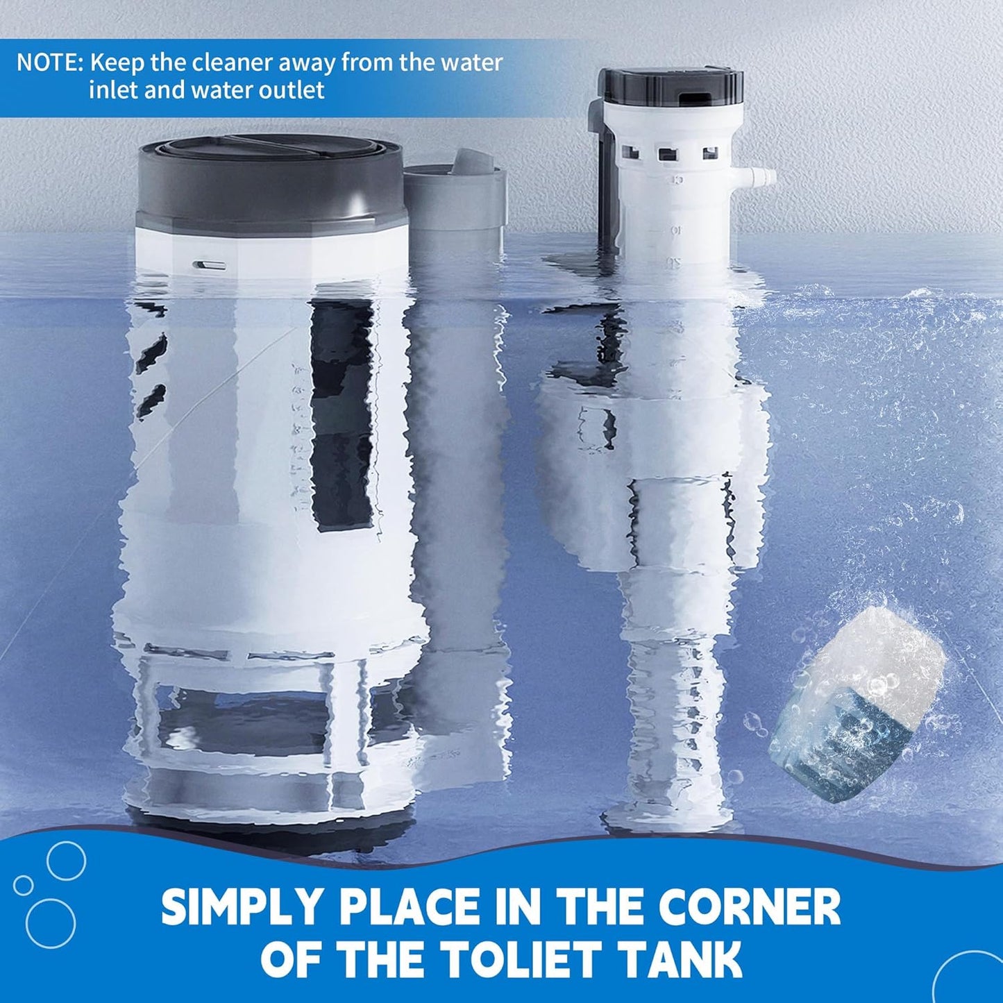 Toilet Bowl Cleaner Tablets, Automatic Toilet Tank Cleaner for Deodorizing & Descaling, Long-Lasting with Sustained Release Technology for Bathroom Cleaners, Blue & White, 20 Packs