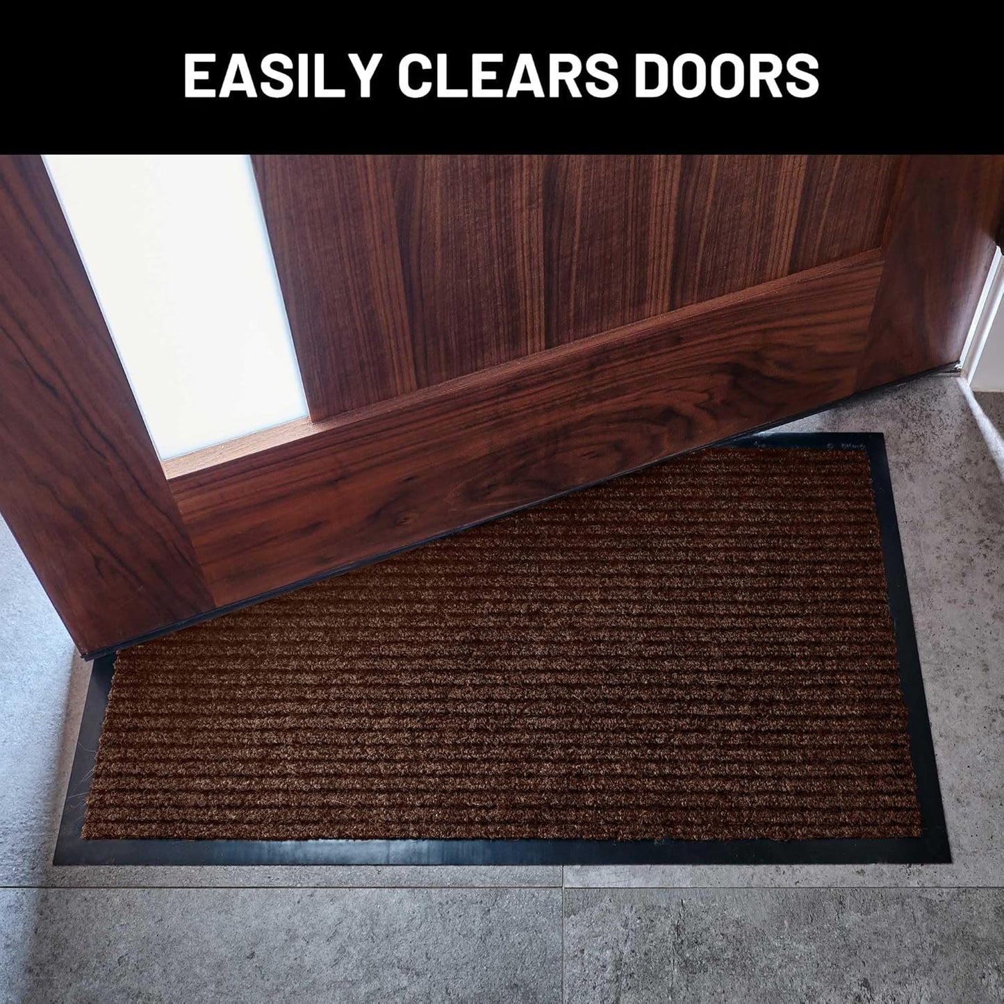 Sierra Concepts Front Door Mat Welcome Floor Mats - Entryway Indoor Outdoor Entrance Doormat, Patio, Porch, Muddy Shoe, Inside Outside Low Profile, 30x17 inches, 2-Pack Dark Brown