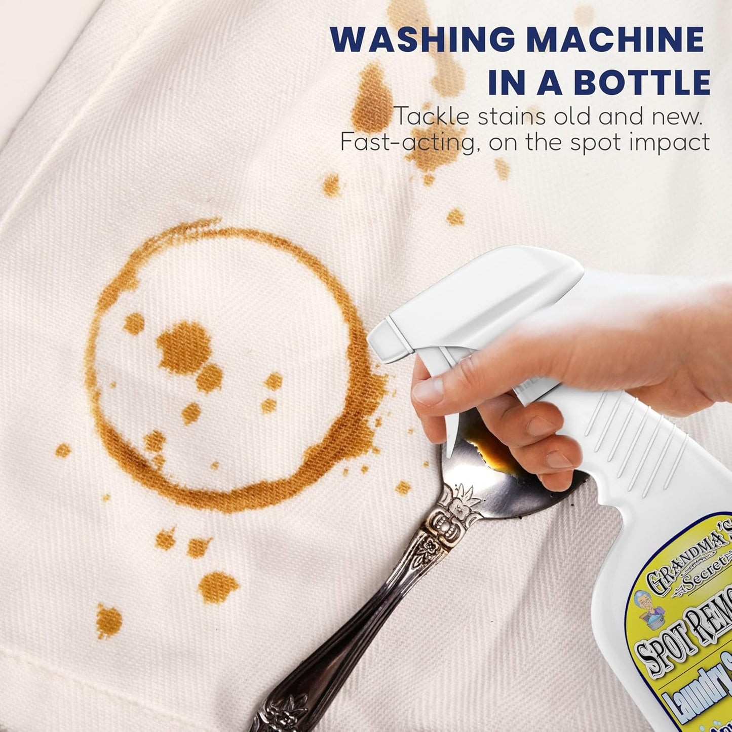 Grandma's Secret Spot Remover Laundry Spray - Chlorine, Bleach and Toxin-Free Fabric Stain Remover for Clothes - Removes Oil, Paint, Blood and Pet Stains - 16 Oz, 2 Pack