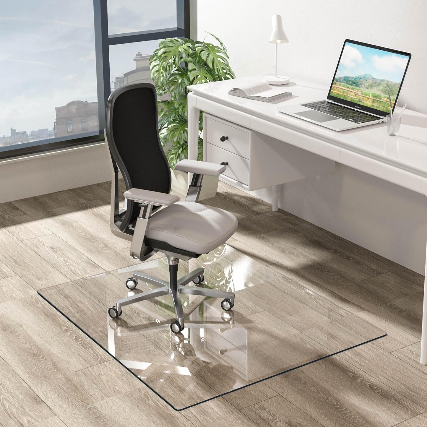 Office Chair Mat for Hardwood Floor, 1/8" Thick 55” x 35” Crystal Clear Hard Floor Chair Mat, Transparent Floor Protector Mat Flat Without Curling