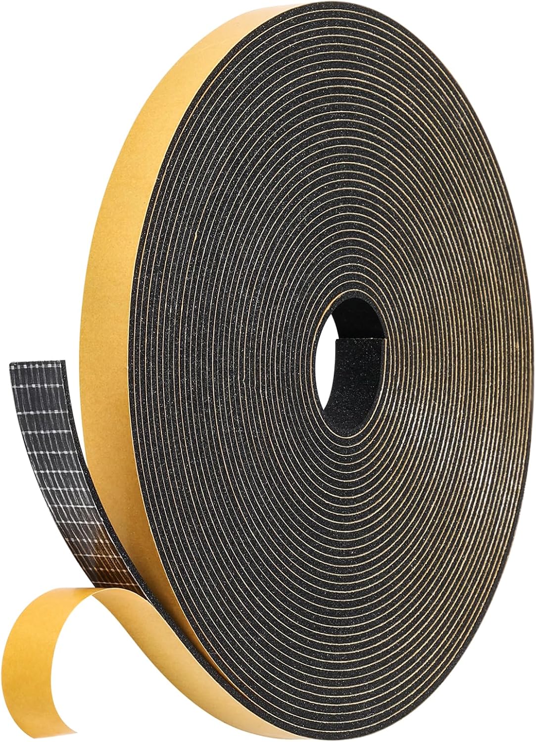 32Feet Weather Stripping (1/2 Inch X 1/16 Inch) Door Seal Strip, Strong Adhesive, Lightproof, Soundproof, Weatherproof Foam Tape Insulation for Sliding Door, Front Door Frame, Windows- Black
