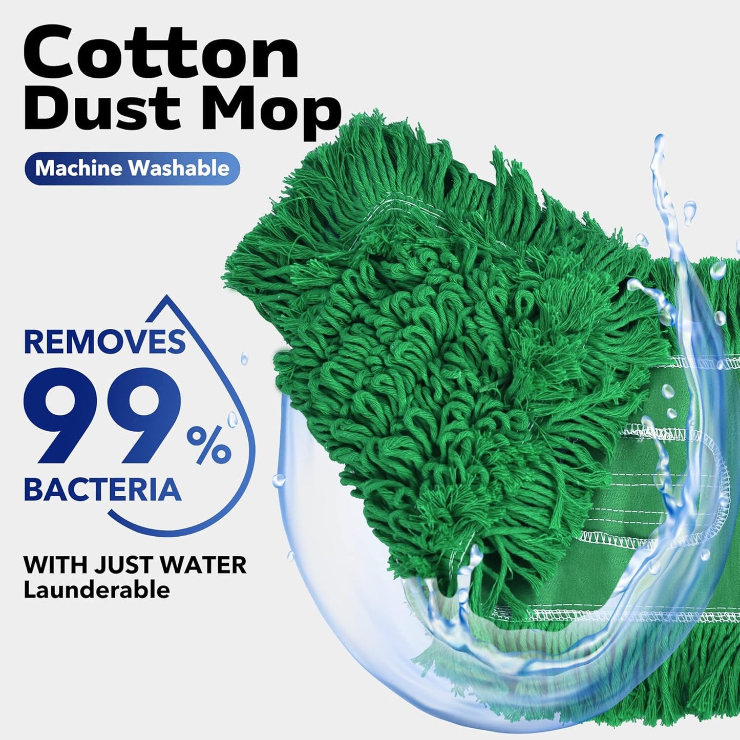 Matthew Cleaning 24'' Industrial Strength Cotton Dust Mop Refill Washable Replacement Heads for Residential & Commercial Use Fit Standard Dust Mop Frames, Hardwood,Concrete Floors Green 12 Pack