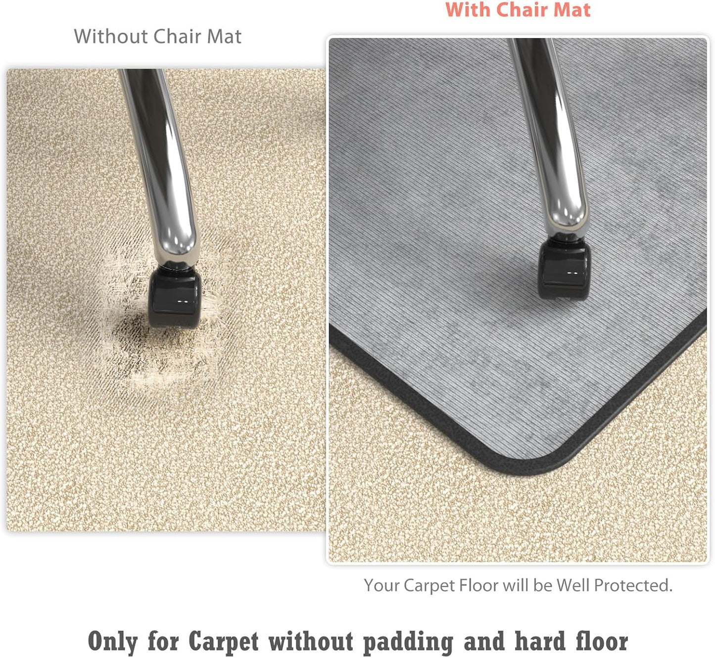 Heavy Duty Office Chair Mat for Carpet and Hardwood Floor Bohemian Desk Chair Mat Rug 36'' x 48'' Corduroy Surface Floor mats for Office Home