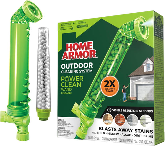 Home Armor Power Clean Wand, Outdoor Cleaning System, Blasts Away Stains from Mold, Mildew, Algae, Dirt and Grime for Visible Results in Seconds, No Scrubbing Required, Reusable