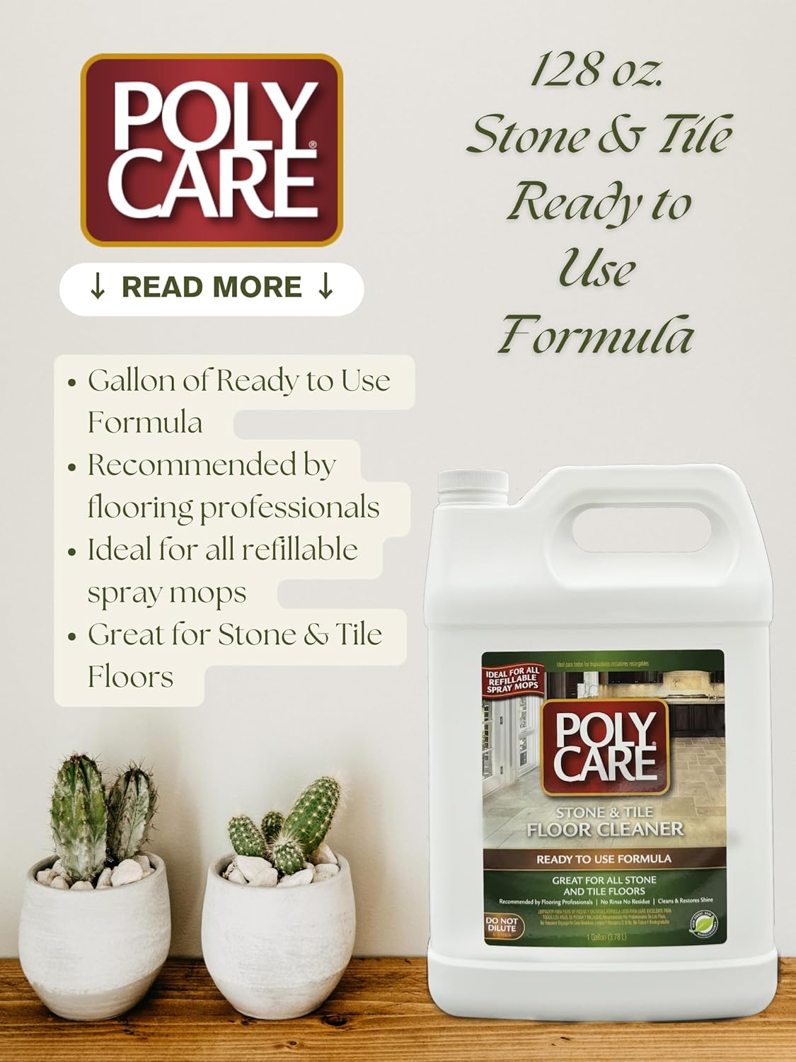 Stone & Tile Floor Cleaner Refill - 128 fl oz - Fresh- Refill for Spray Mops and Spray Bottles - Residue-Free Floor Cleaning Solution for Stone & Tile or Laminate Floors