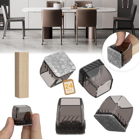 24PCS Extra Small Chair Leg Floor Protectors, Furniture Sliders, Chair Leg Protectors for Hardwood Floors, Non-Slip Felt Furniture Pads, Square Silicone Cap Covers to Protect Floors(Fit 0.5" - 0.75")