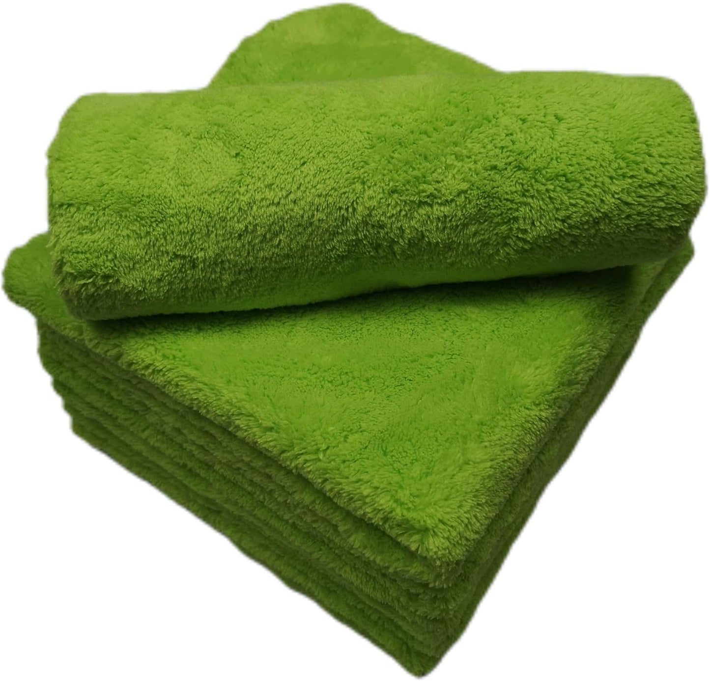 Plush Edgeless Microfiber Towel for Car, Soft Drying Wash Detailing Buffing Polishing Towel,530 GSM 6Pack 16 x 16inches (Fluorescent Green, 6Pack)