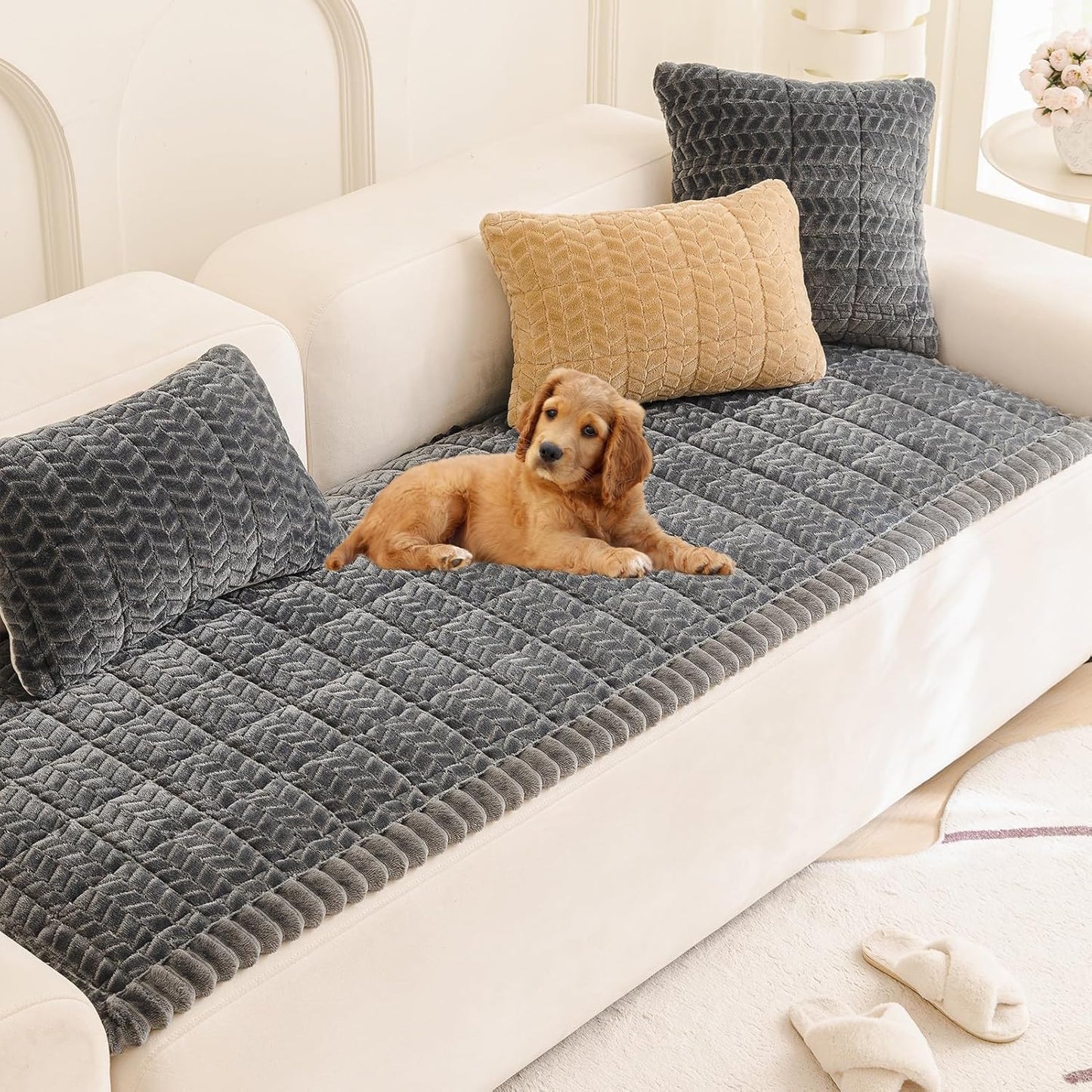 Mivnue Pet Couch Cover Protector Sofa Covers for Pets Washable Non Slip Couches and Sofas Dog Mat (Dark Grey, 27.6" x 70.9")