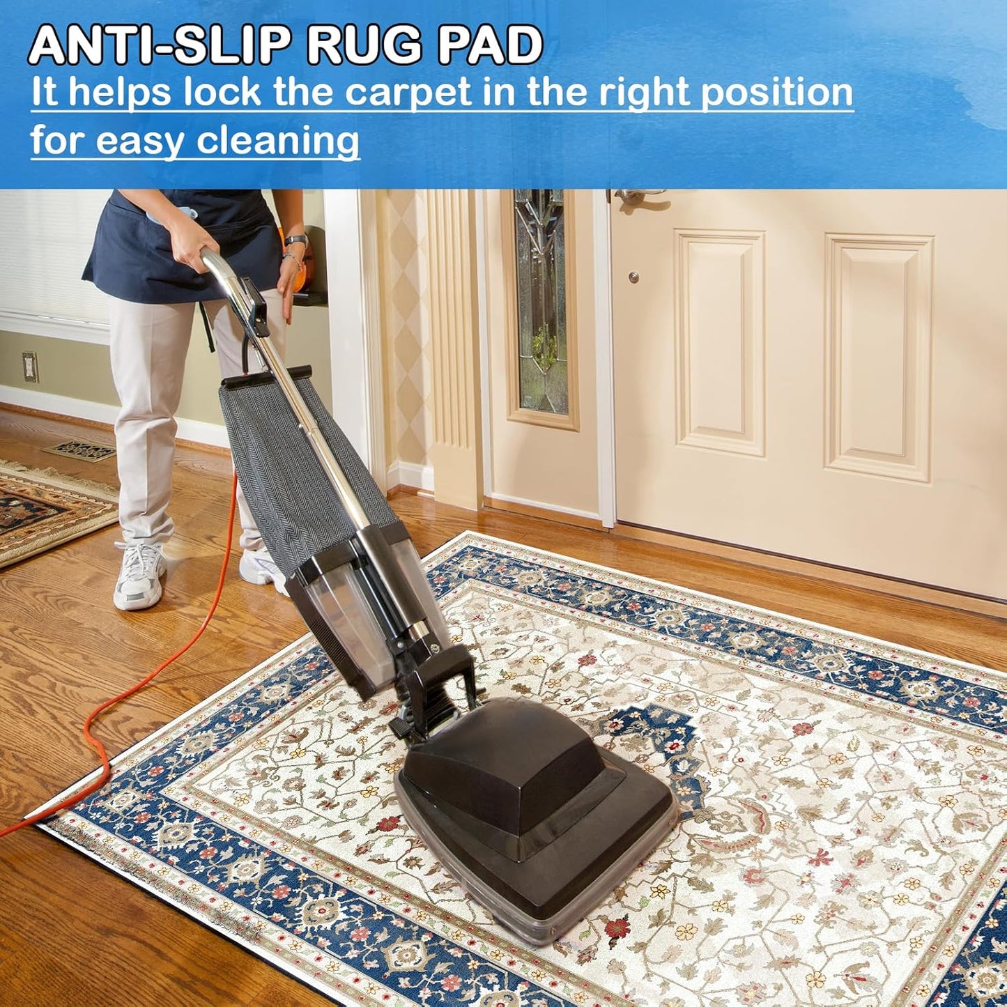 Non-Slip Rug Pads 1/4” Thick, 5x7Ft Waterproof Rugs Non Skid Rug Pad for All Floors and Finishes Durable Hardwood Floor Protective Felt Keeps Rugs in Place, Safe and Secure