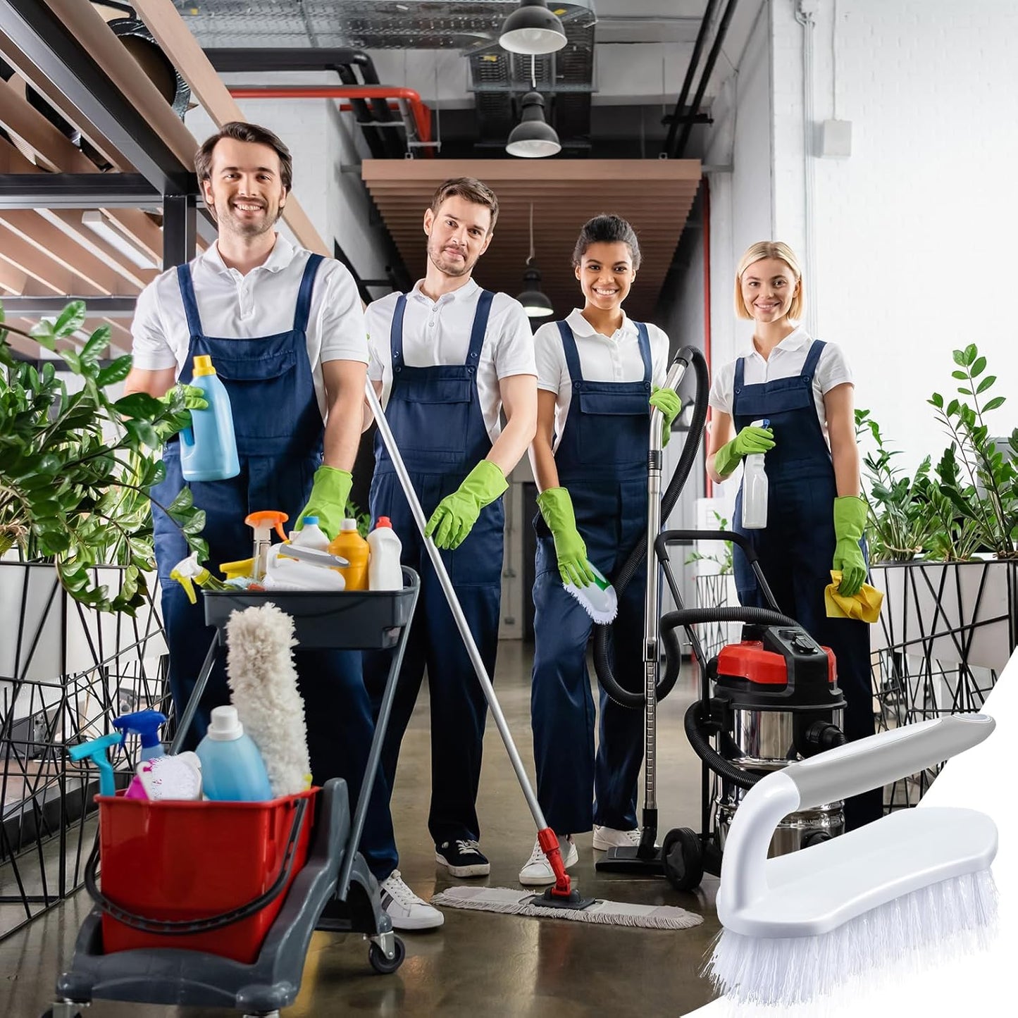 Lallisa 12 Pcs Scrub Brush for Cleaning with Handle Comfortable to Grip Heavy-Duty Flexible Stiff Bristles Scrubber Brushes Bulk for Shower Bathroom Carpet Kitchen Floor Tiles (Gray,Green,Blue)