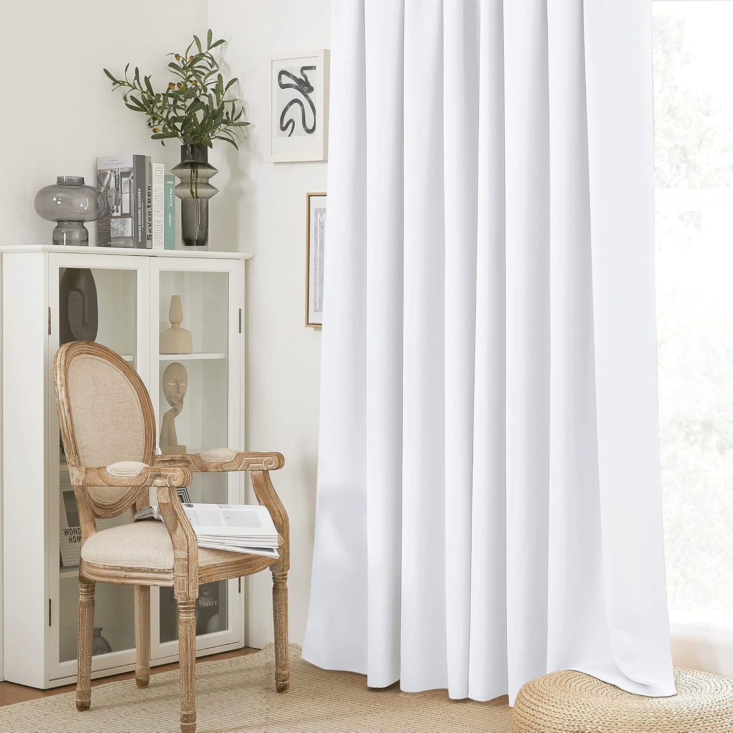 RYB HOME Blackout Curtains for Living Room, Large Window Shades for Bay Window Dining Parlor Bedroom Patio Door, Wide 62 x Long 72 inches, Pure White, 2 Panels
