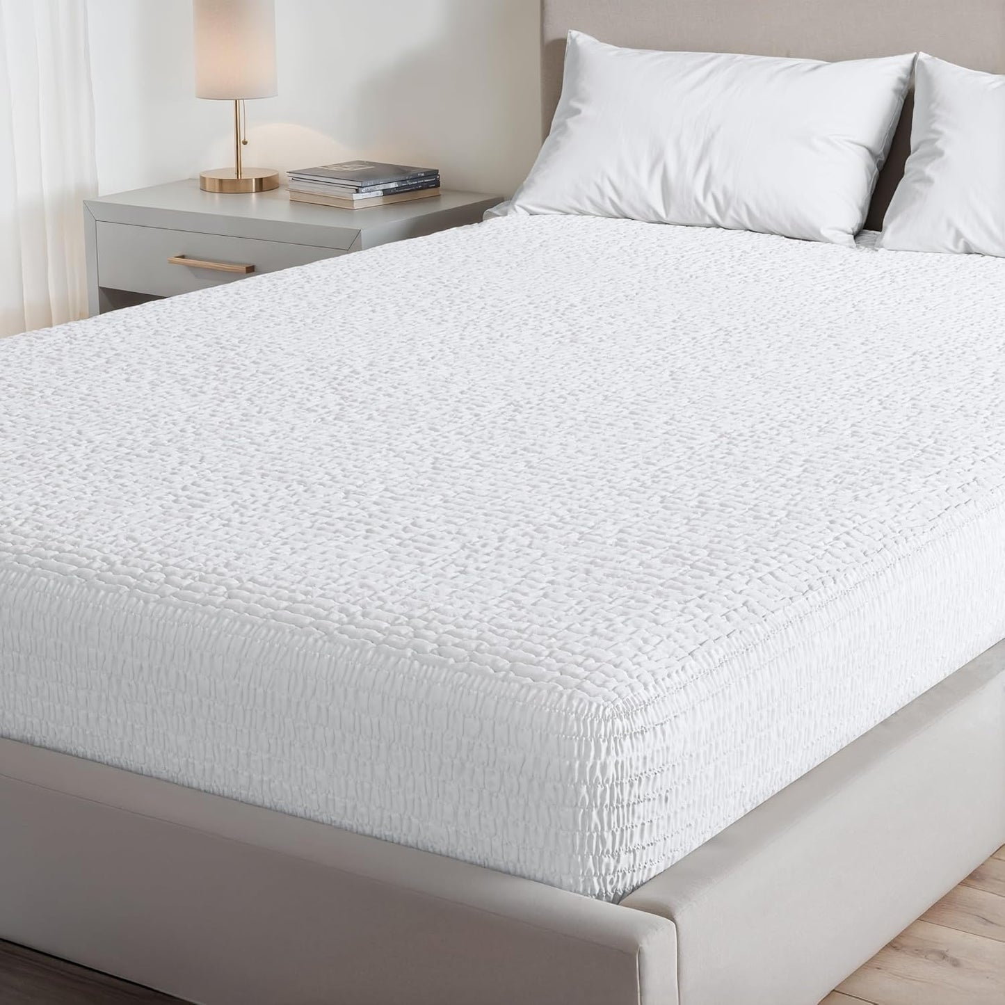 PAULATO BY GA.I.CO Full Waterproof Mattress Protector – Mattress Cover for Full Size Bed – Breathable Noiseless Hypoallergenic Machine Washable – Water Proof Protector with Deep Elastic Skirt