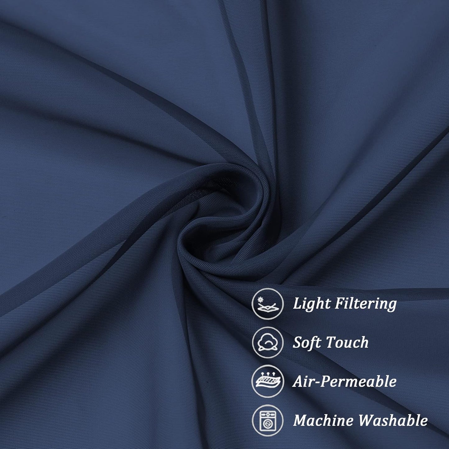 Chyhomenyc Sheer Window Curtains 108 inch Length 2 Panels Set, Airy Soft-Touching Rod Pocket Voile Drapes Backdrops Scarves for Living Room/Bedroom/Hotel/Patio, Each 42 W x 108 L, Navy Blue