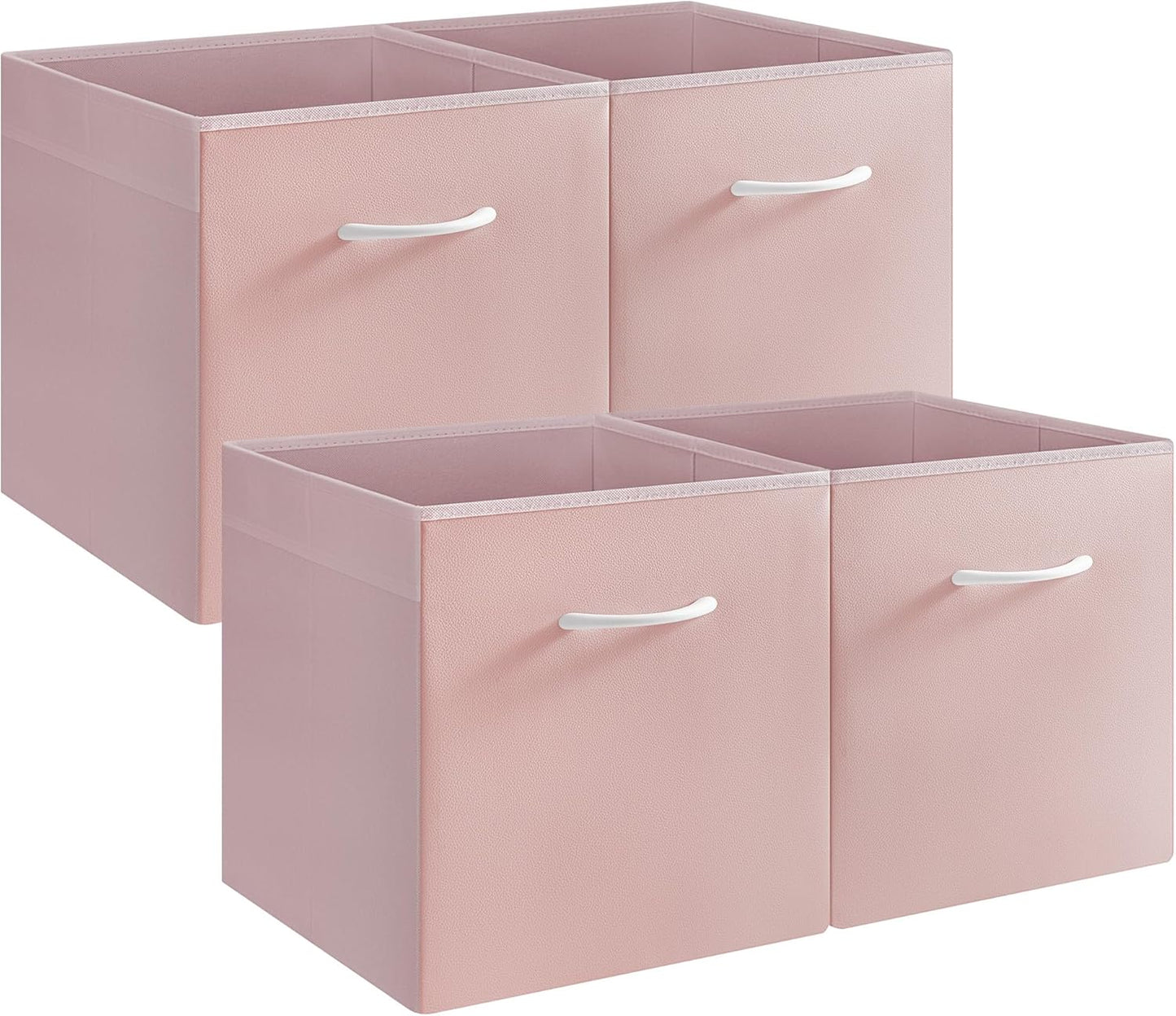 StorageWorks Pink Storage Cubes, 13x13 Storage Cube Bins with Handle, Cube Storage Organizer Bins for Shelves and Closet, Collapsible Storage Bins, 4-Pack