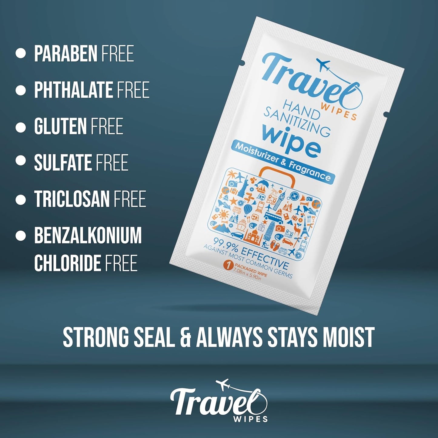 Hand Sanitizing Travel Wipes – 15ct Individually Wrapped | Fresh Citrus Scent, Moisturizing, 70% Alcohol Wipes | Travel, Home, Office, Daily Use | Made in USA