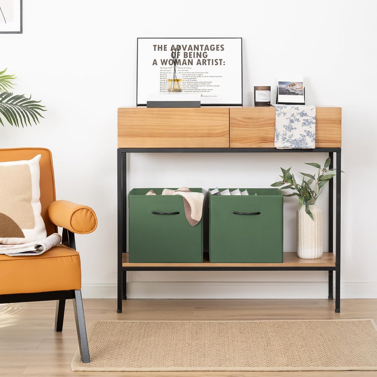 StorageWorks Green Storage Cubes, 13x13 Storage Cube Bins with Handle, Cube Storage Organizer Bins for Shelves and Closet, Collapsible Storage Bins, 4-Pack