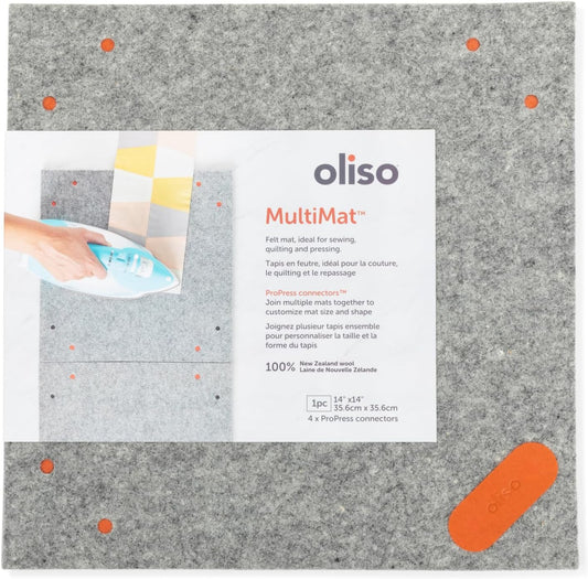 oliso MultiMat Wool Pressing Pad – 100% New Zealand Wool, 14" x 14", ½" Thick – Ideal for Quilting, Sewing & Crafting