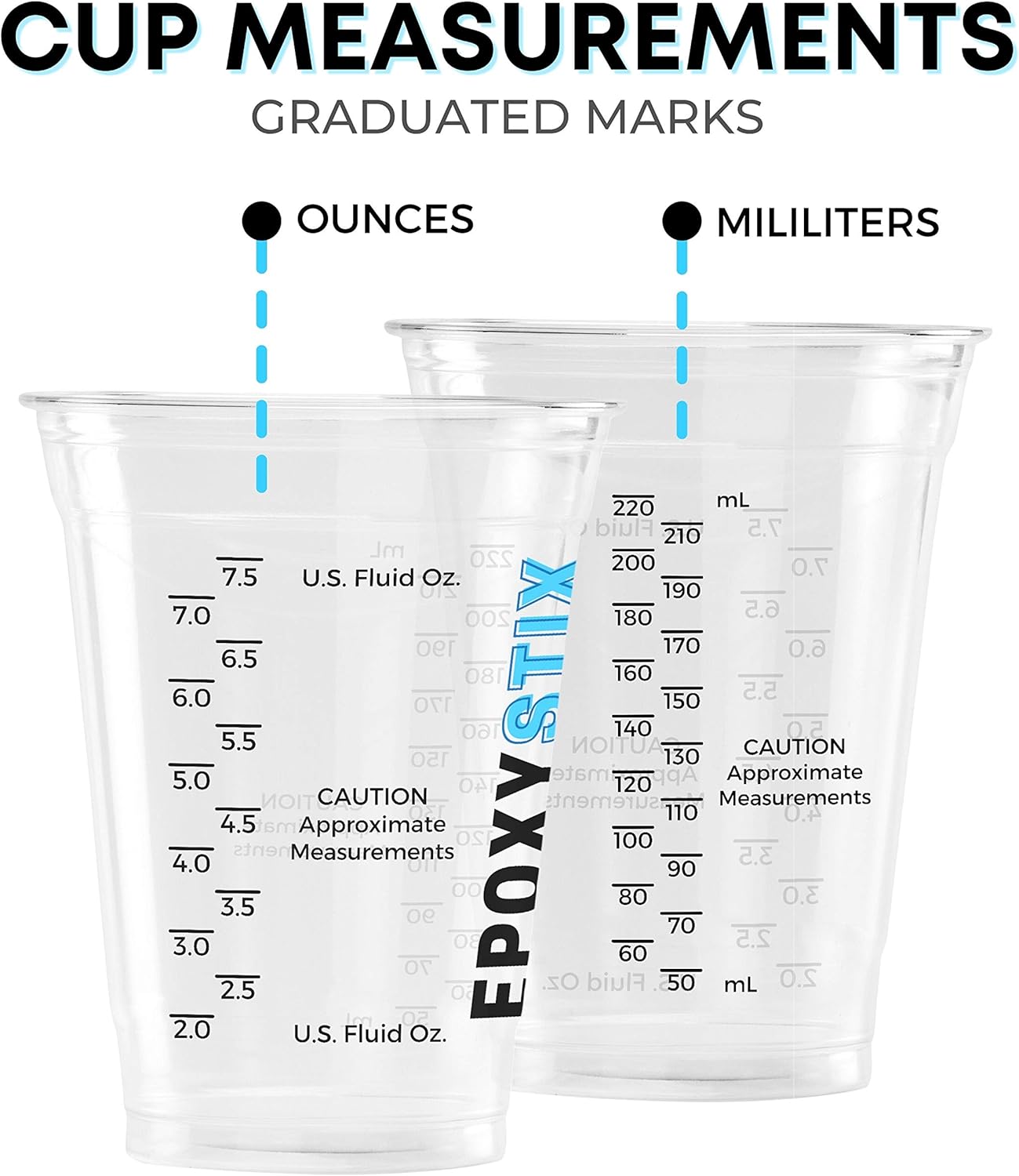 [Pack of 100] 10oz Disposable Graduated Measuring Cups for Mixing - Measurements in mL and Oz - Multipurpose Reusable Cups for Paint, Epoxy Resin, Stain, Liquid Mixing Cups