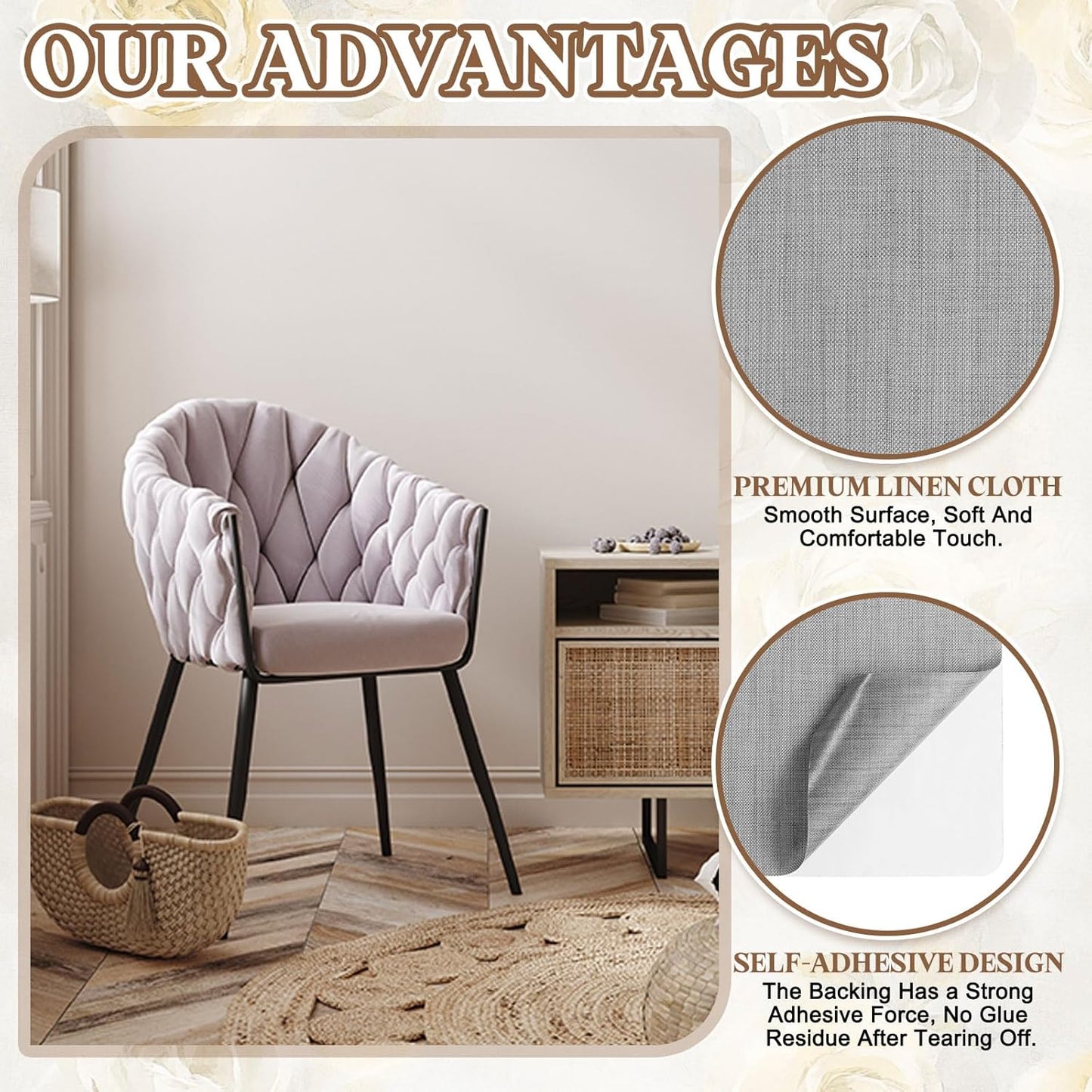 PATIKIL Linen Repair Patch, 8 x 11 Inch Self-Adhesive Linen Fabric Repair Patches for Sofa Couch Clothes Handbag Tents Car Seats Furniture, Light Gray